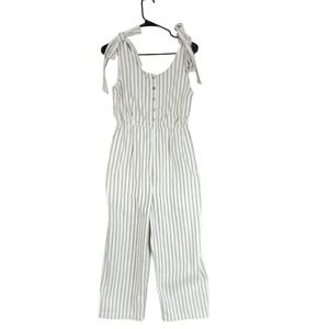 Mod Ref Jumpsuit‎ sz M Women Striped Sleeveless Buttons Beachy Resortwear Cruise